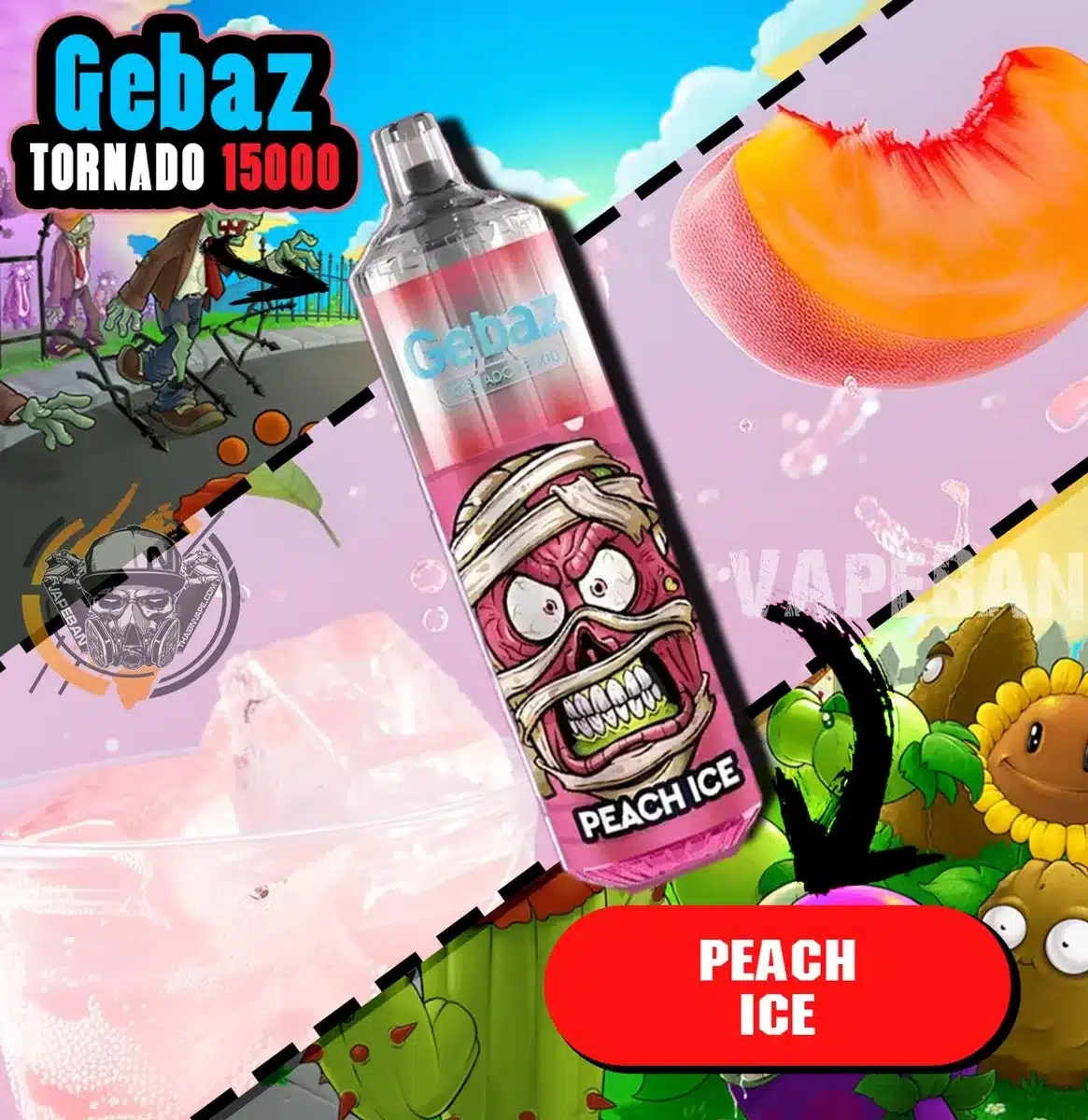 Gebaz Tornado 15000 Puffs Peach Ice